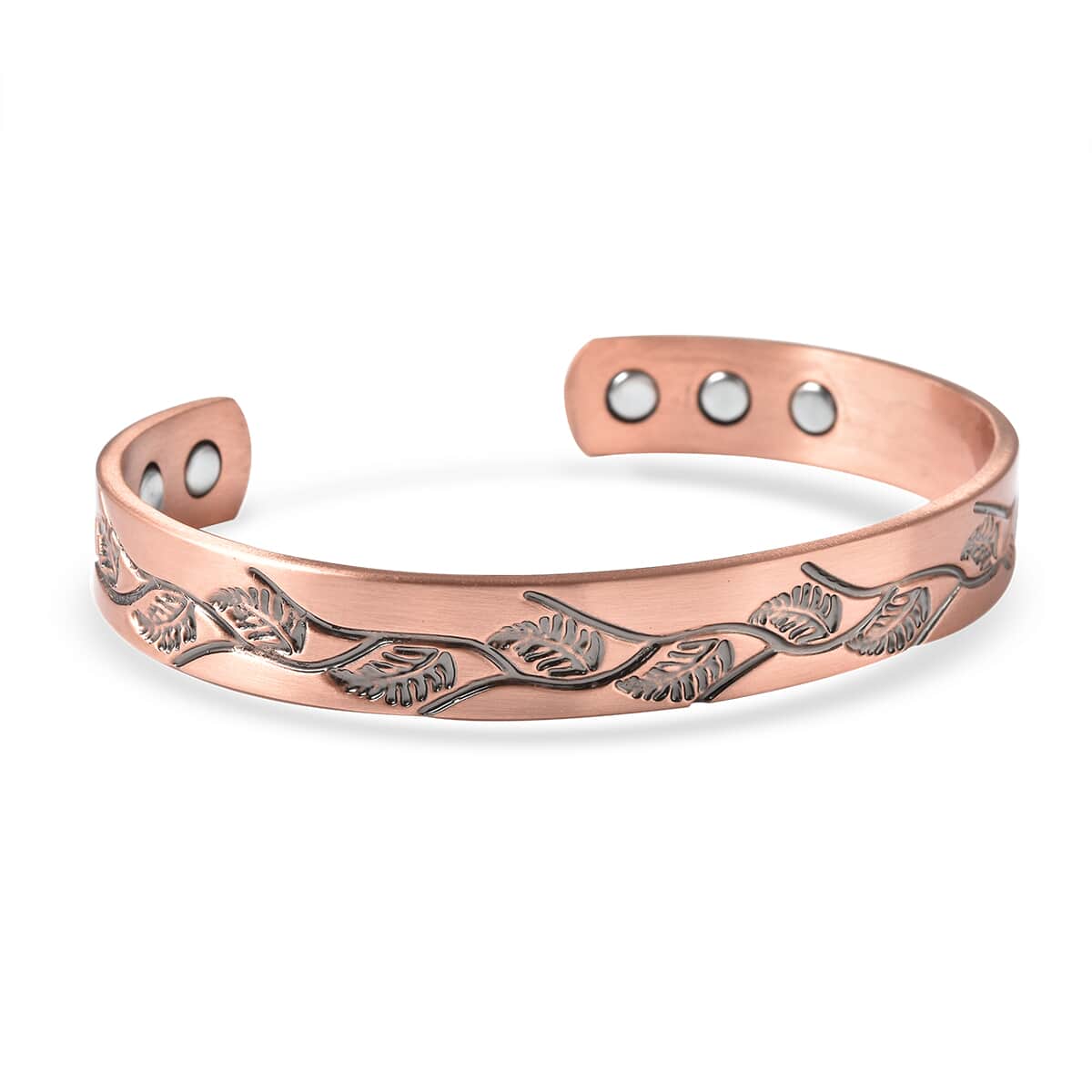 Magnetic By Design Vine Pattern Cuff Bracelet | Durable Cuff Bracelet | Black Oxidized Cuff Bracelet |Cuff Bracelet in Rosetone (7.50 In) image number 4