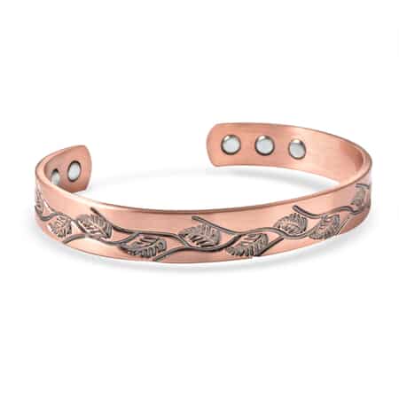 Magnetic By Design Vine Pattern Cuff Bracelet | Durable Cuff Bracelet | Black Oxidized Cuff Bracelet |Cuff Bracelet in Rosetone (7.50 In) image number 4