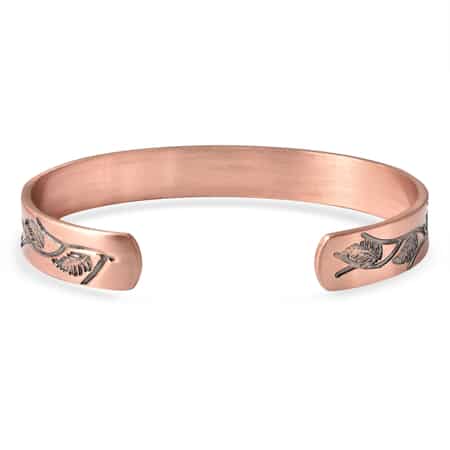 Magnetic By Design Vine Pattern Cuff Bracelet | Durable Cuff Bracelet | Black Oxidized Cuff Bracelet |Cuff Bracelet in Rosetone (7.50 In) image number 5