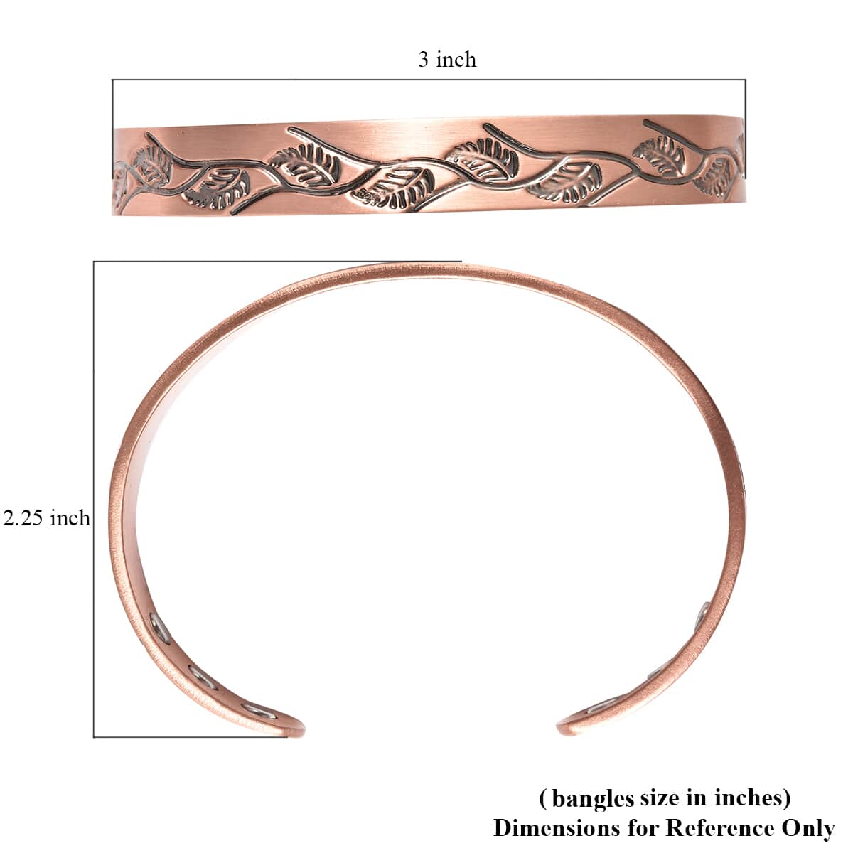 Magnetic By Design Vine Pattern Cuff Bracelet | Durable Cuff Bracelet | Black Oxidized Cuff Bracelet |Cuff Bracelet in Rosetone (7.50 In) image number 7