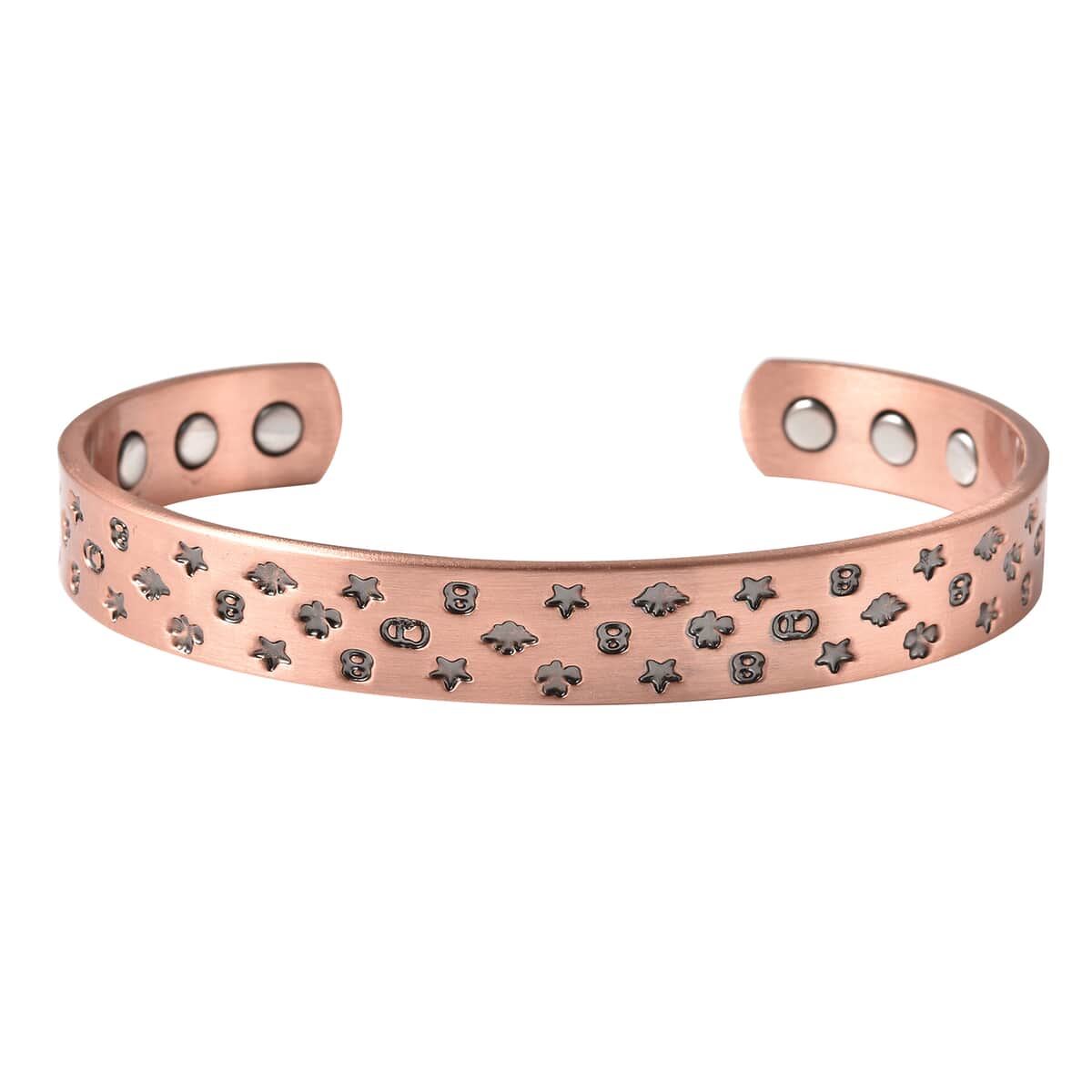 Magnetic By Design Celestial Star Pattern Cuff Bracelet | Durable Cuff Bracelet | Black Oxidized Cuff Bracelet |Cuff Bracelet in Rosetone (7.50 In) image number 3