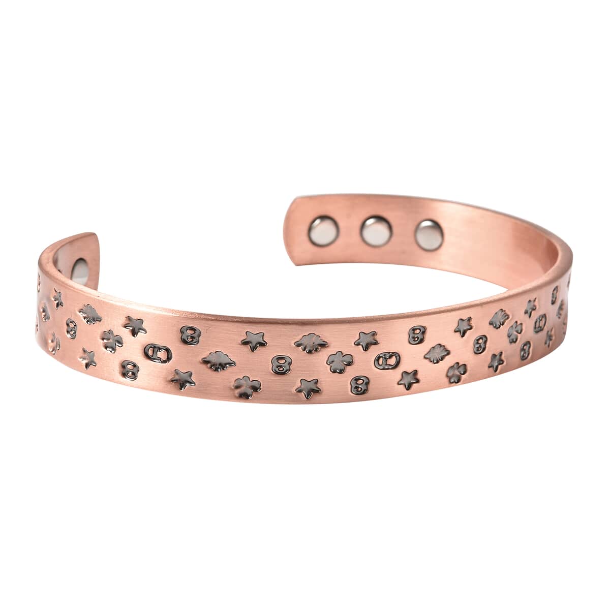 Magnetic By Design Celestial Star Pattern Cuff Bracelet | Durable Cuff Bracelet | Black Oxidized Cuff Bracelet |Cuff Bracelet in Rosetone (7.50 In) image number 4