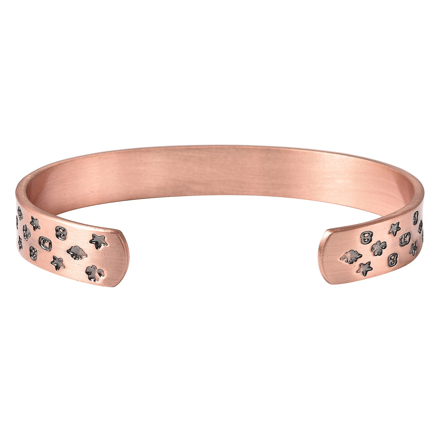Magnetic By Design Celestial Star Pattern Cuff Bracelet | Durable Cuff Bracelet | Black Oxidized Cuff Bracelet |Cuff Bracelet in Rosetone (7.50 In)