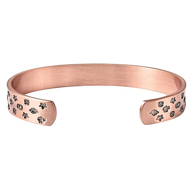 Magnetic By Design Celestial Star Pattern Cuff Bracelet | Durable Cuff Bracelet | Black Oxidized Cuff Bracelet |Cuff Bracelet in Rosetone (7.50 In)
