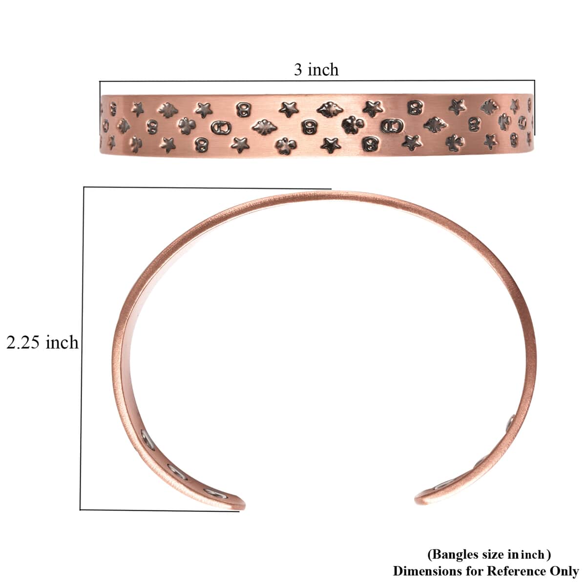 Magnetic By Design Celestial Star Pattern Cuff Bracelet | Durable Cuff Bracelet | Black Oxidized Cuff Bracelet |Cuff Bracelet in Rosetone (7.50 In) image number 7