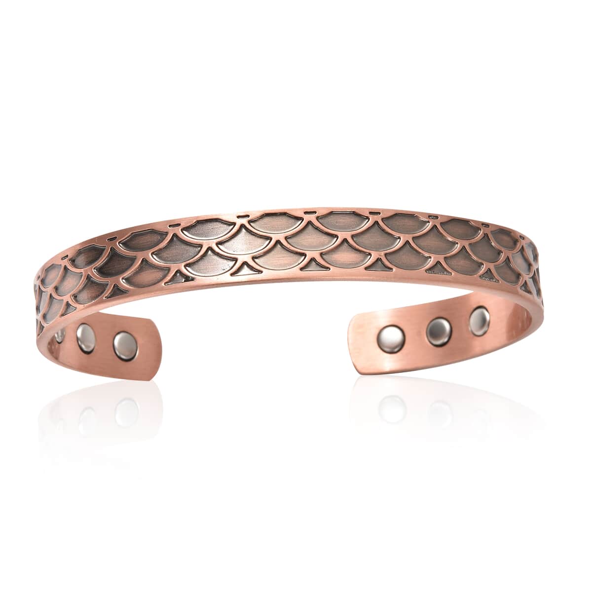 Magnetic By Design Arc Pattern Cuff Bracelet | Durable Cuff Bracelet | Black Oxidized Cuff Bracelet |Cuff Bracelet in Rosetone (7.50 In) image number 0