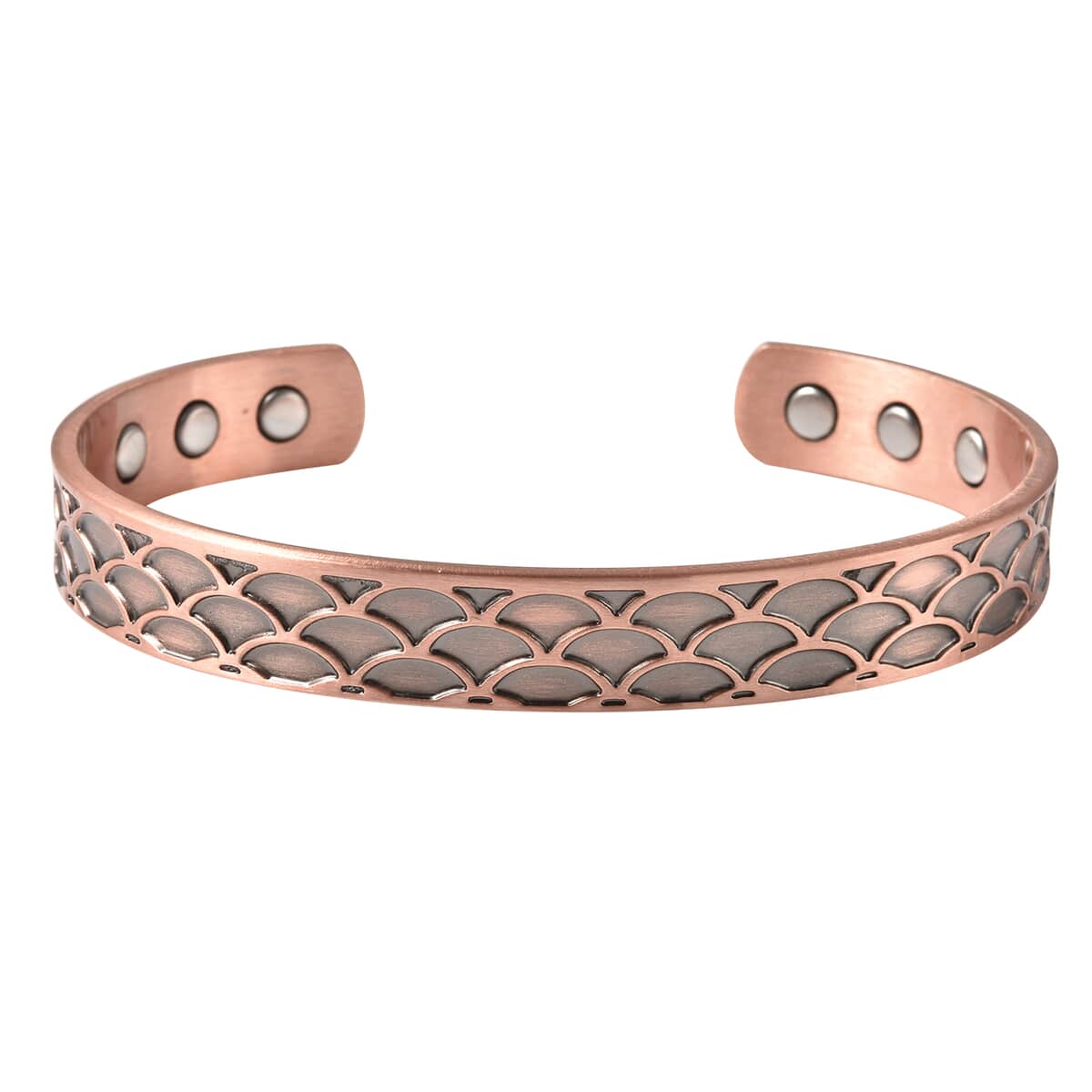 Magnetic By Design Arc Pattern Cuff Bracelet | Durable Cuff Bracelet | Black Oxidized Cuff Bracelet |Cuff Bracelet in Rosetone (7.50 In) image number 3