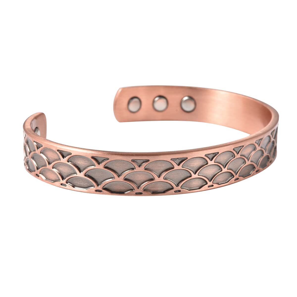 Magnetic By Design Arc Pattern Cuff Bracelet | Durable Cuff Bracelet | Black Oxidized Cuff Bracelet |Cuff Bracelet in Rosetone (7.50 In) image number 4
