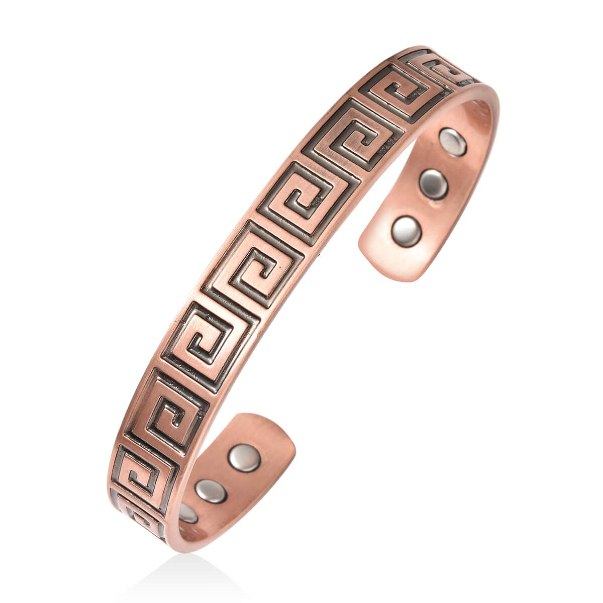 Magnetic By Design Meander Pattern Cuff Bracelet | Durable Cuff Bracelet | Black Oxidized Cuff Bracelet |Cuff Bracelet in Rosetone (7.50 In) image number 0