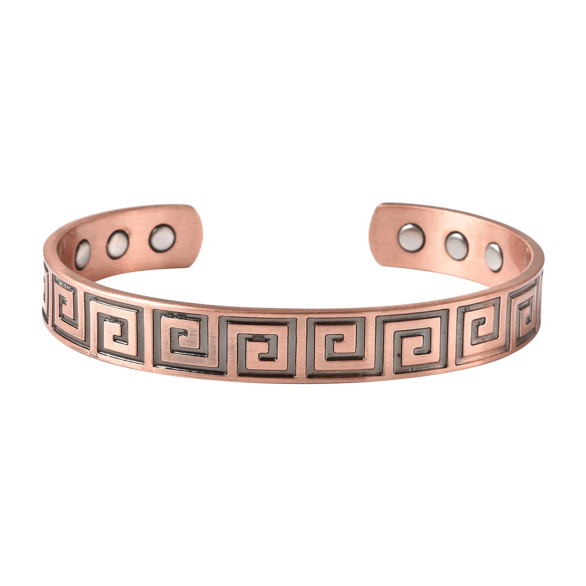 Magnetic By Design Meander Pattern Cuff Bracelet | Durable Cuff Bracelet | Black Oxidized Cuff Bracelet |Cuff Bracelet in Rosetone (7.50 In) image number 3