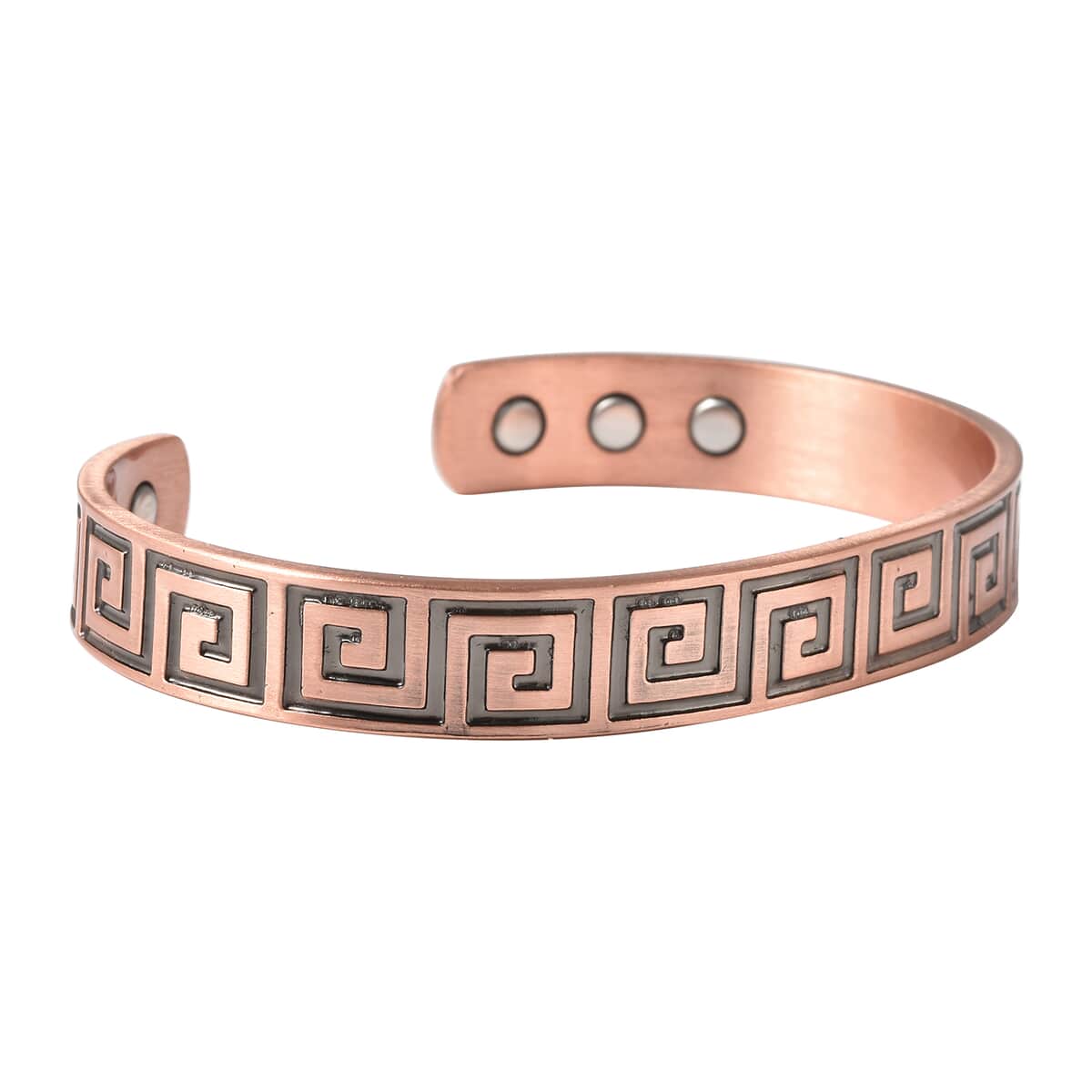 Magnetic By Design Meander Pattern Cuff Bracelet | Durable Cuff Bracelet | Black Oxidized Cuff Bracelet |Cuff Bracelet in Rosetone (7.50 In) image number 4