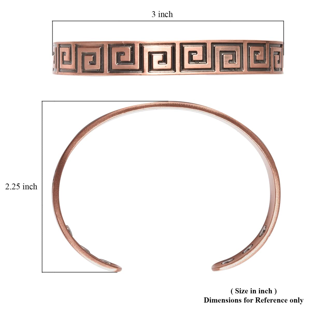 Magnetic By Design Meander Pattern Cuff Bracelet | Durable Cuff Bracelet | Black Oxidized Cuff Bracelet |Cuff Bracelet in Rosetone (7.50 In) image number 7