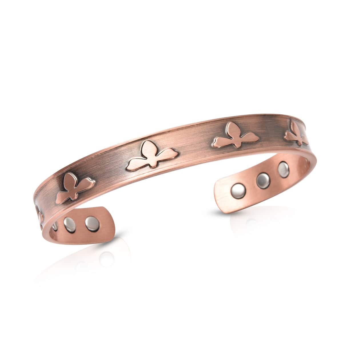 Magnetic By Design Bee Pattern Cuff Bracelet | Durable Cuff Bracelet | Black Oxidized Cuff Bracelet |Cuff Bracelet in Rosetone (7.50 In) image number 0