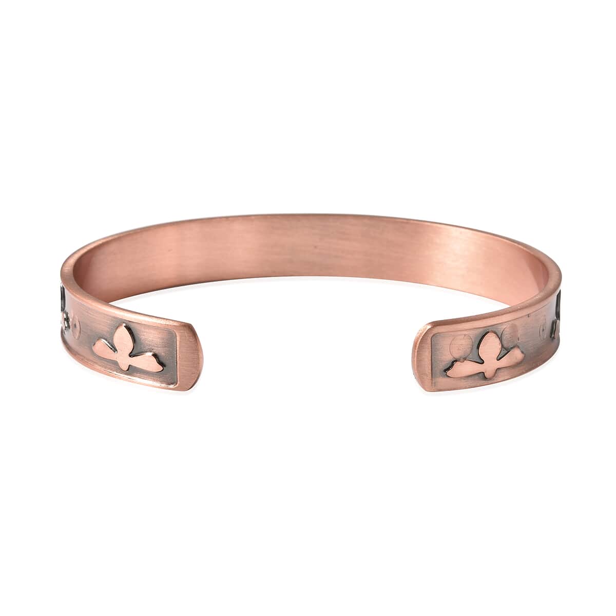 Magnetic By Design Bee Pattern Cuff Bracelet | Durable Cuff Bracelet | Black Oxidized Cuff Bracelet |Cuff Bracelet in Rosetone (7.50 In) image number 5