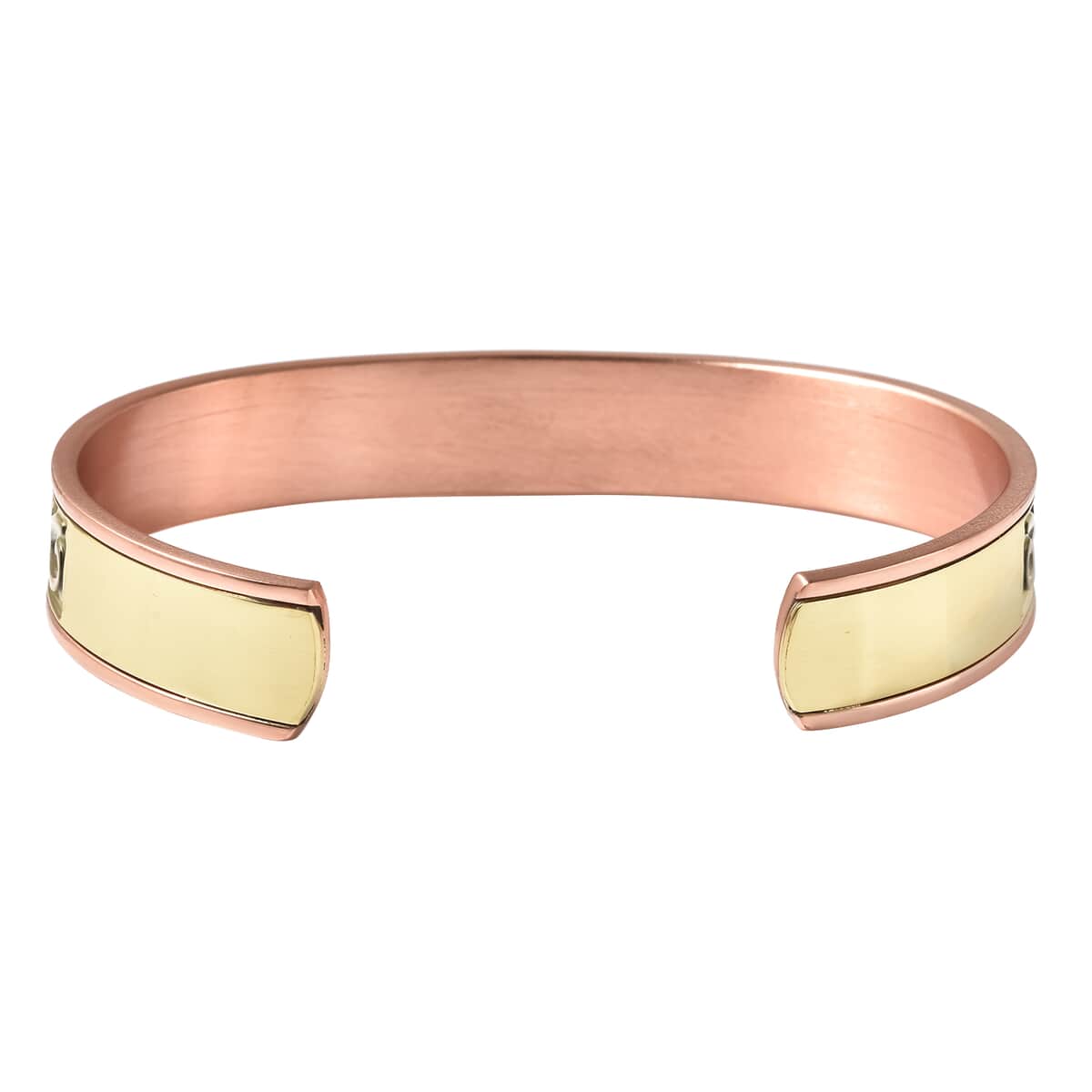 Magnetic By Design Swirl Pattern Cuff Bracelet | Durable Cuff Bracelet | Dual Tone Cuff Bracelet |Cuff Bracelet in Rosetone And Goldtone (7.50 In) image number 5