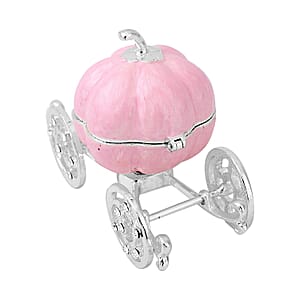 Livmore White Austrian Crystal and Enameled Pumpkin Trinket Box in Silvertone