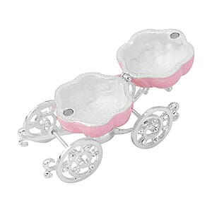 Livmore White Austrian Crystal and Enameled Pumpkin Trinket Box in Silvertone