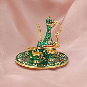 Livmore Red Austrian Crystal and Enameled Teapot Trinket Box in Goldtone & Silvertone
