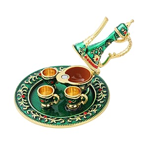 Livmore Red Austrian Crystal and Enameled Teapot Trinket Box in Goldtone & Silvertone