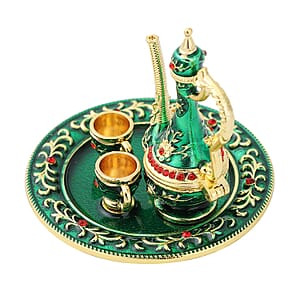 Livmore Red Austrian Crystal and Enameled Teapot Trinket Box in Goldtone & Silvertone