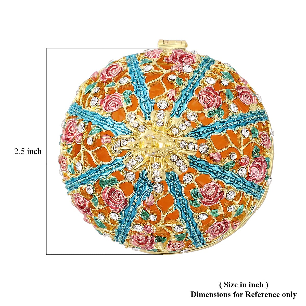 Livmore White Austrian Crystal and Enameled Queen Crown Trinket Box in Goldtone & Silvertone image number 4