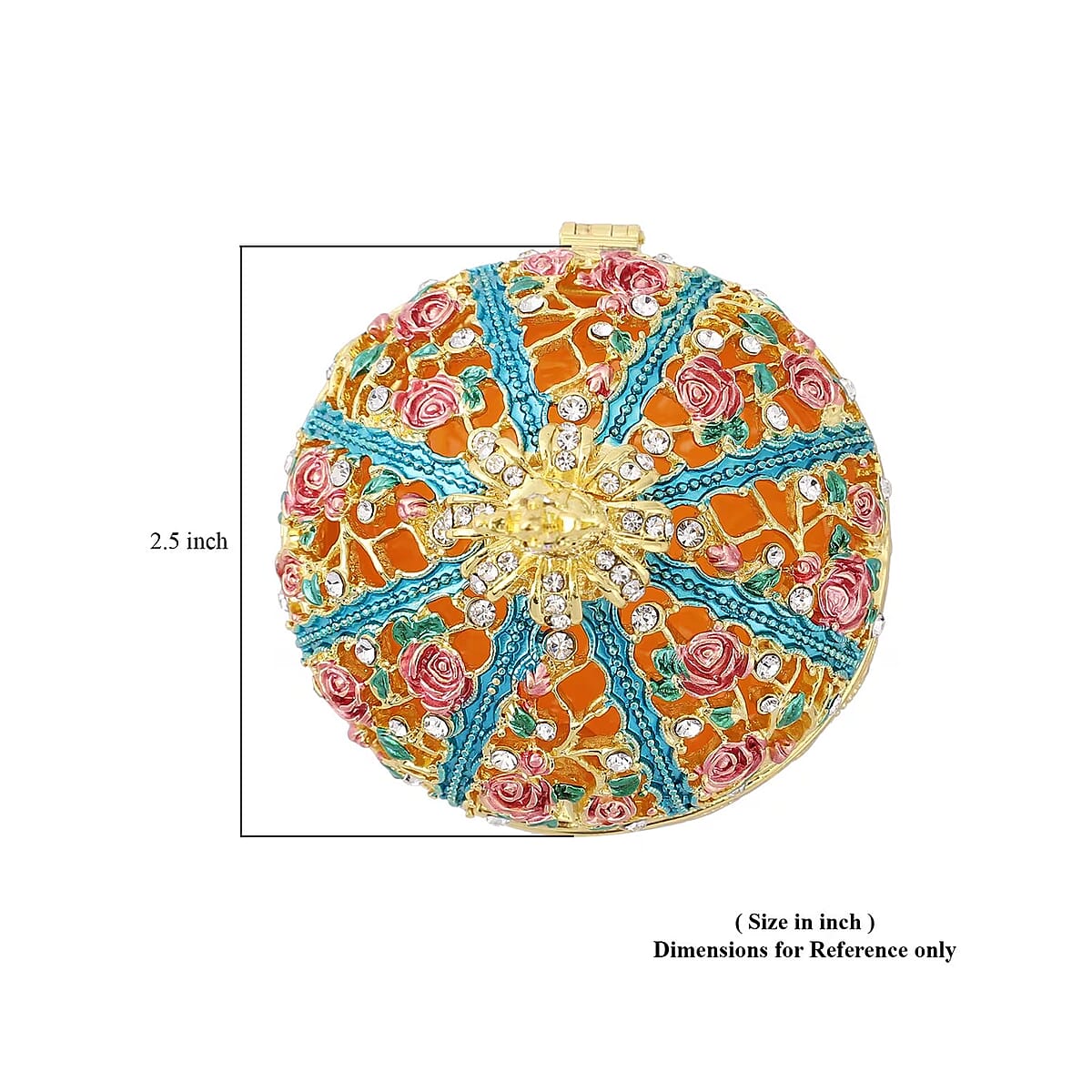 Livmore White Austrian Crystal and Enameled Queen Crown Trinket Box in Goldtone & Silvertone image number 5