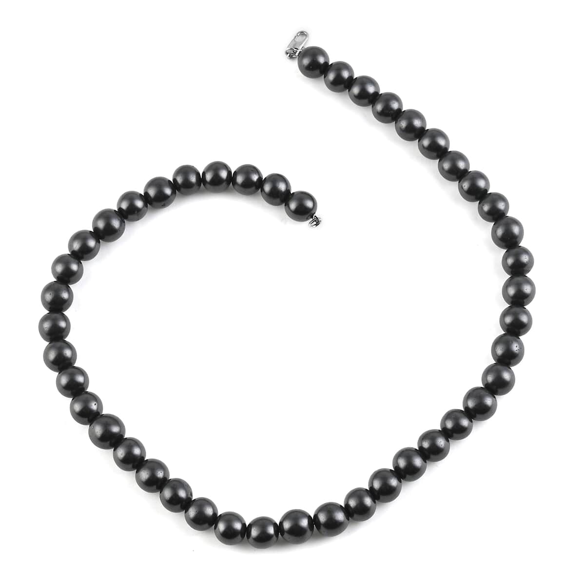 Shungite 10mm Beaded Necklace 18 Inches in Stainless Steel 291.50 ctw image number 0