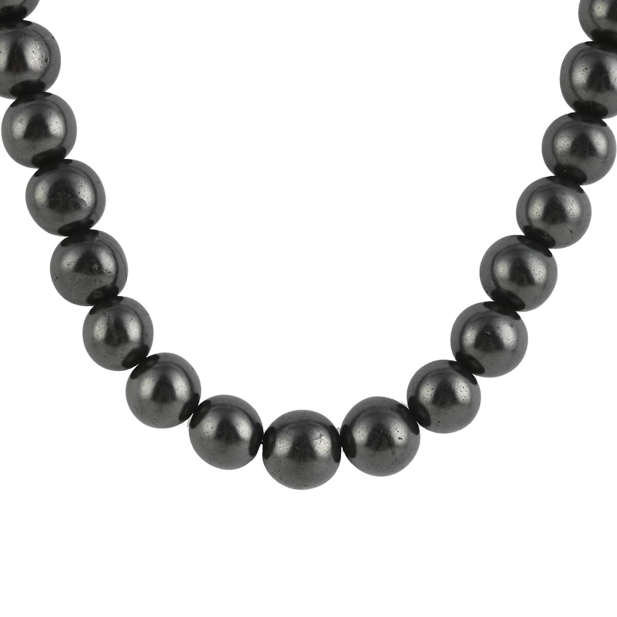 Shungite 10mm Beaded Necklace 18 Inches in Stainless Steel 291.50 ctw image number 1
