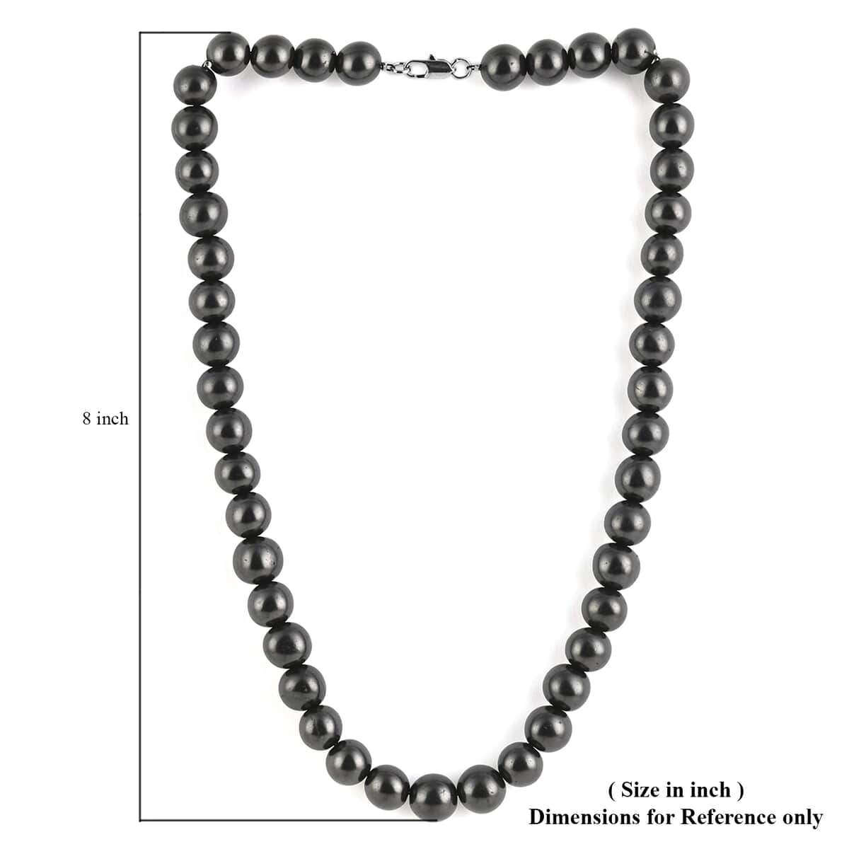 Shungite 10mm Beaded Necklace 18 Inches in Stainless Steel 291.50 ctw image number 3