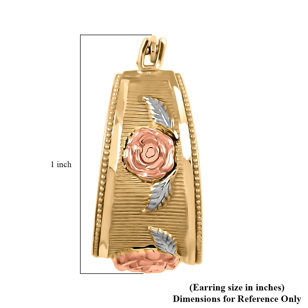 10K Rose Gold Earrings, Tri Color Earrings, Rose Earrings, Textured Earrings, Hoop Earrings, Hinged Hoop Earrings image number 6