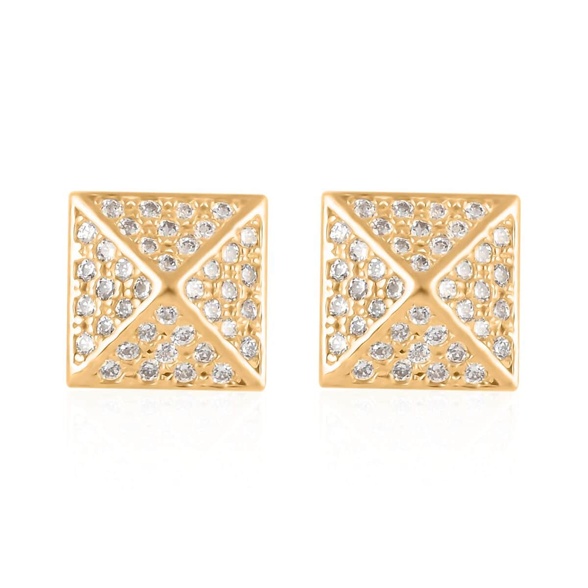 10K Yellow Gold Micropave Square Stud Earrings image number 0