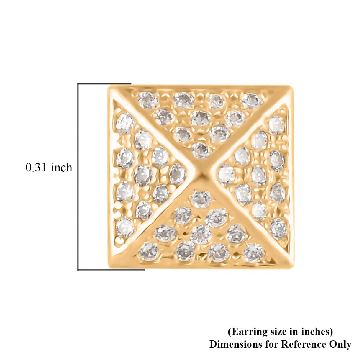 10K Yellow Gold Micropave Square Stud Earrings image number 4