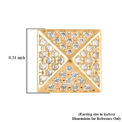 10K Yellow Gold Micropave Square Stud Earrings