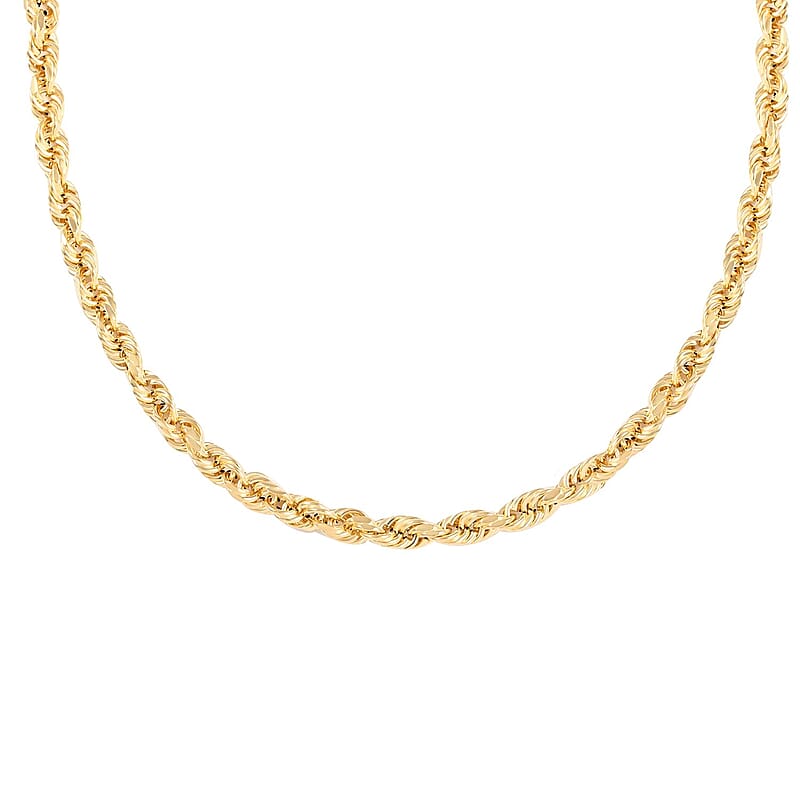 10K Yellow Gold 5mm Rope Chain Necklace 24 Inches 13.8 Grams