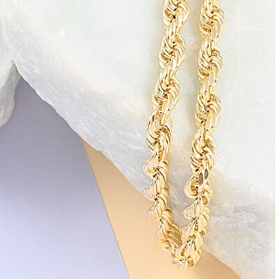 10K Yellow Gold 5mm Rope Chain Necklace 24 Inches 13.8 Grams