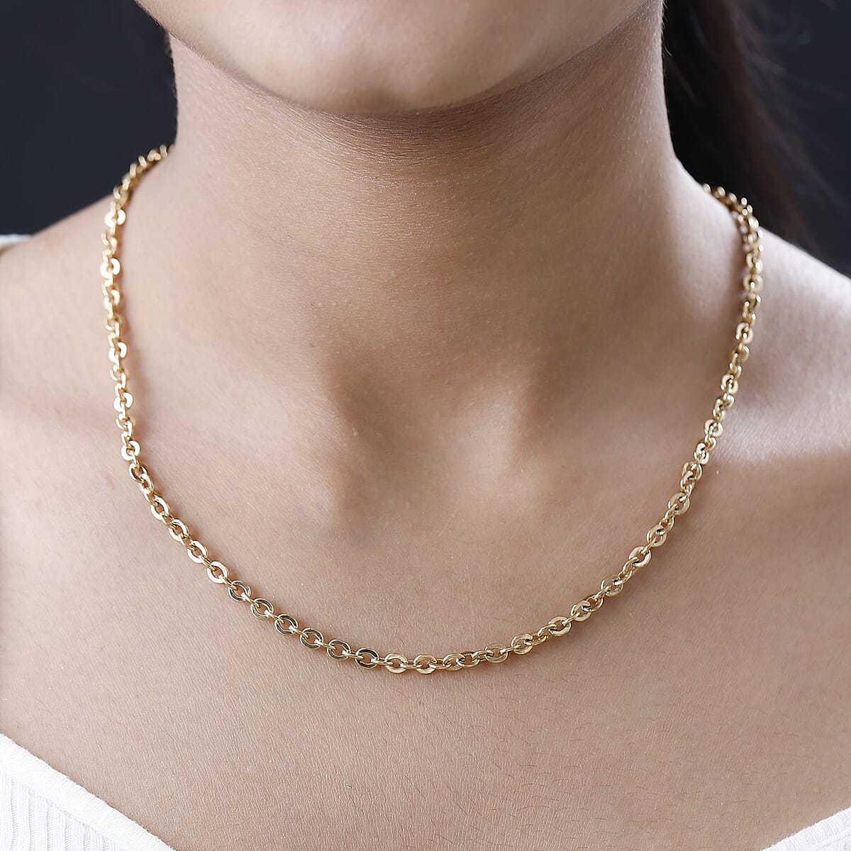 14K Yellow Gold Rolo Necklace 18 Inches 3.20 Grams image number 2