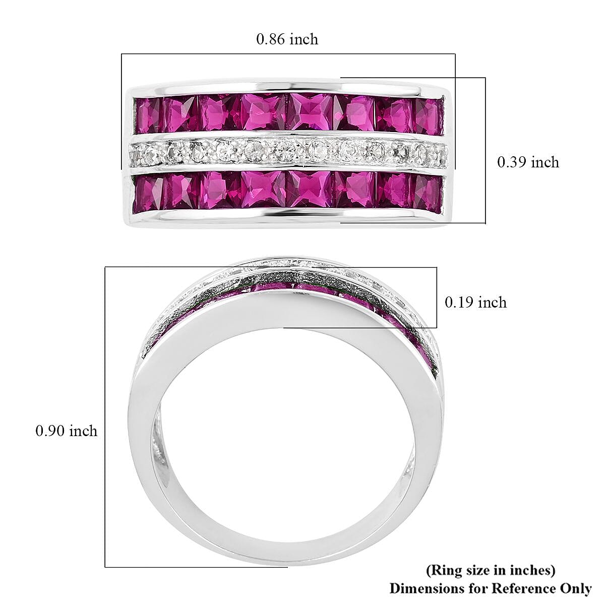 TLV Lab Created Ruby, Simulated Diamond Ring in Rhodium Over Sterling Silver (Size 7.0) 1.25 ctw image number 5