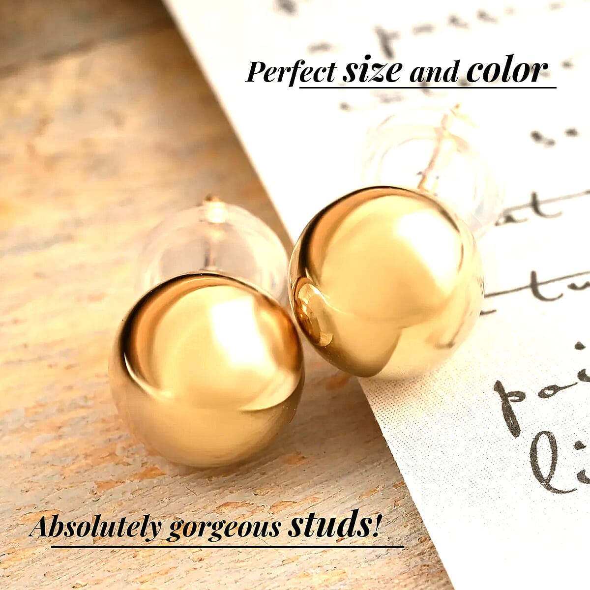 14K Yellow Gold Earrings , Stud Earrings , Gold Studs , Ball Studs , Gold Ball Earrings image number 2