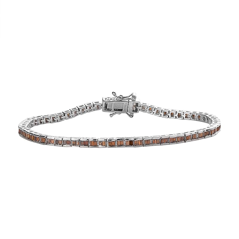 Orange Diamond Bracelet in Platinum Over Sterling Silver (7.25 In) 2.25 ctw