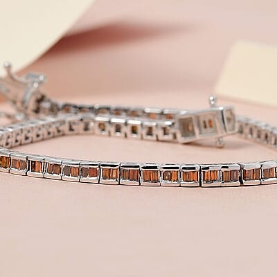 Orange Diamond Bracelet in Platinum Over Sterling Silver (7.25 In) 2.25 ctw