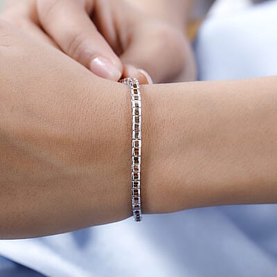 Orange Diamond Bracelet in Platinum Over Sterling Silver (7.25 In) 2.25 ctw
