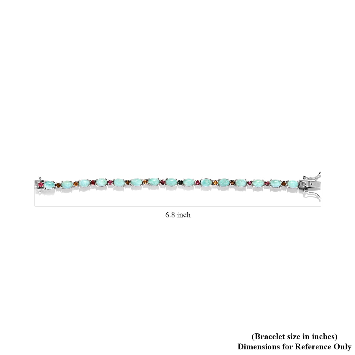 Larimar and Multi-Tourmaline Bracelet in Platinum Over Sterling Silver (8.00 In) 10.70 Grams 18.65 ctw image number 4