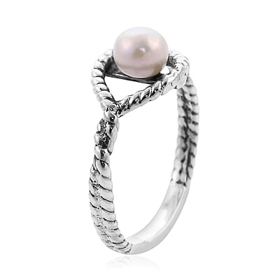 Bali Legacy Freshwater Pearl Evil Eye Protector Ring in Sterling Silver (Size 10.0)