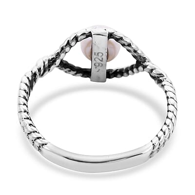 Bali Legacy Freshwater Pearl Evil Eye Protector Ring in Sterling Silver (Size 10.0)