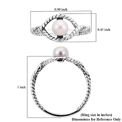 Bali Legacy Freshwater Pearl Evil Eye Protector Ring in Sterling Silver (Size 10.0)