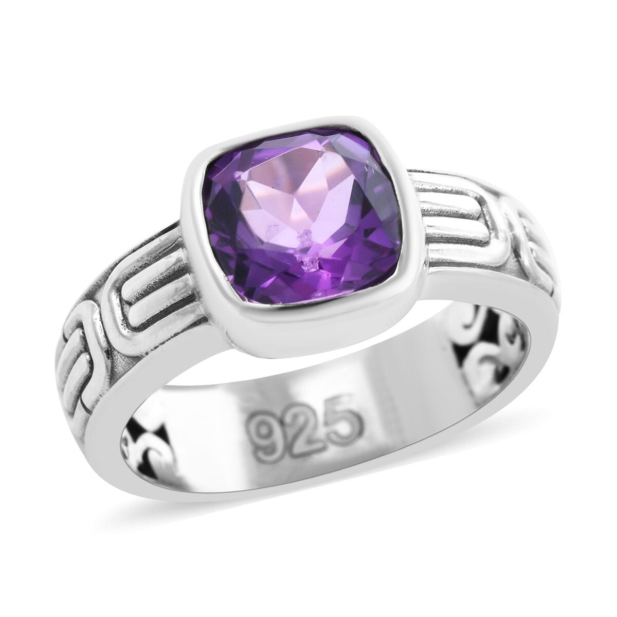 Bali Legacy Amethyst Ring in Sterling Silver (Size 9.0) 2.90 ctw image number 0