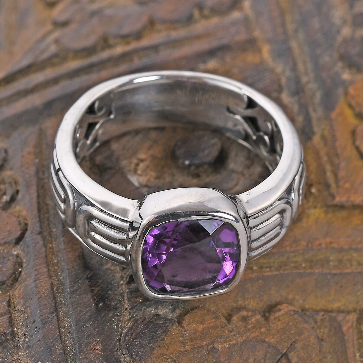 Bali Legacy Amethyst Ring in Sterling Silver (Size 9.0) 2.90 ctw image number 1