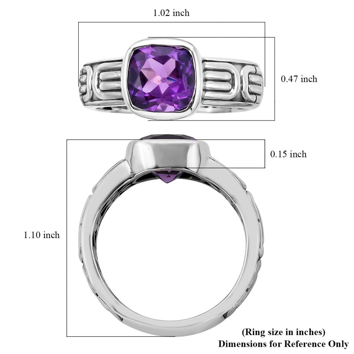 Bali Legacy Amethyst Ring in Sterling Silver (Size 9.0) 2.90 ctw image number 5
