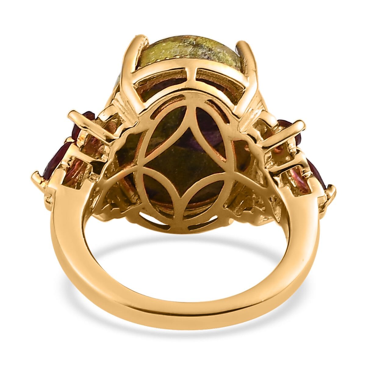 Tasmanian Stichtite and Orissa Rhodolite Garnet Ring in Vermeil Yellow Gold Over Sterling Silver 9.35 ctw image number 4