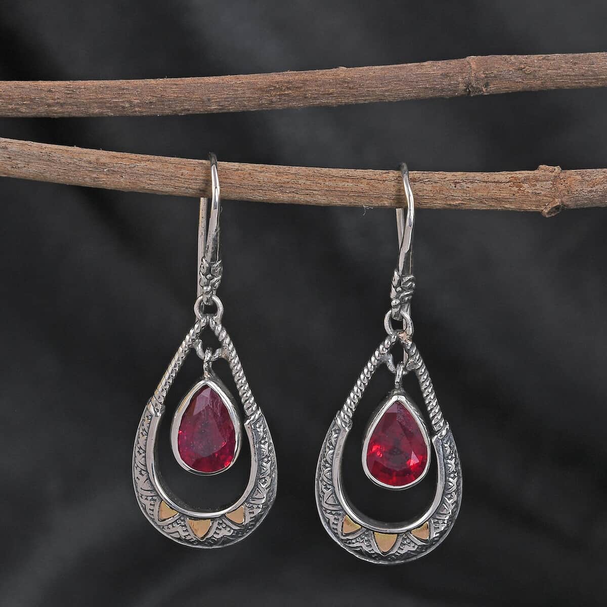 Buy Bali Legacy Niassa Ruby (FF) Floral Earrings in Sterling Silver 4. ...